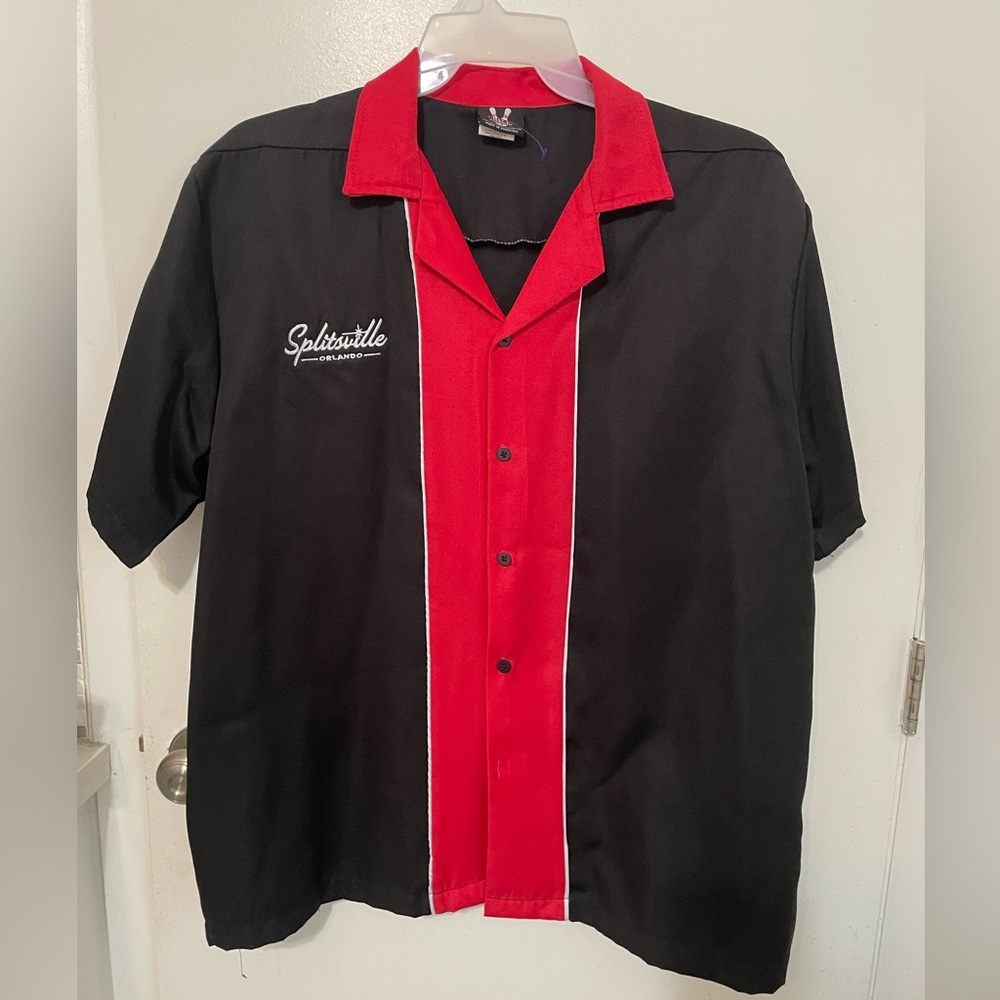 Hilton Bowling Retro button up Splitsville orlando roll in rock out Shirt large